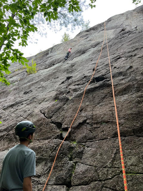 A guided climbing group outdoors